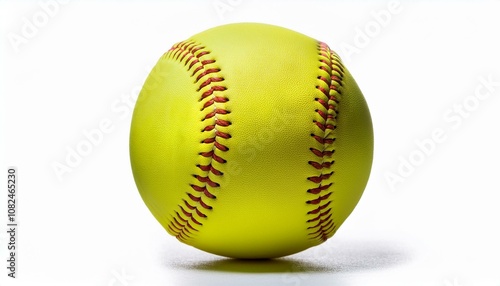 fluorescent neon yellow softball isolated on white and transparent background
