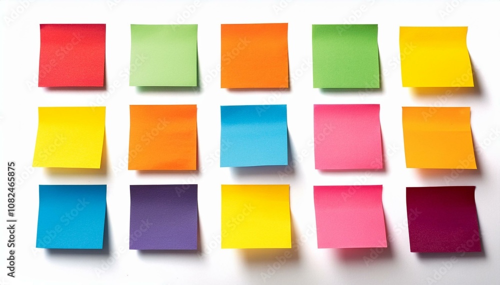 nine blank colorful sticky notes on a white background nine blank colorful sticky notes on a white background