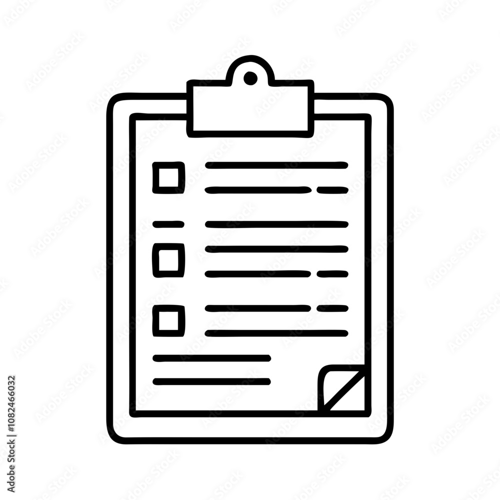 A simple checklist on a clipboard featuring empty boxes, commonly used for task management, organization, or notes, representing a typical office environment A simple checklist on a clipboard featuring empty boxes, commonly used for task management, organization, or notes, representing a typical office environment