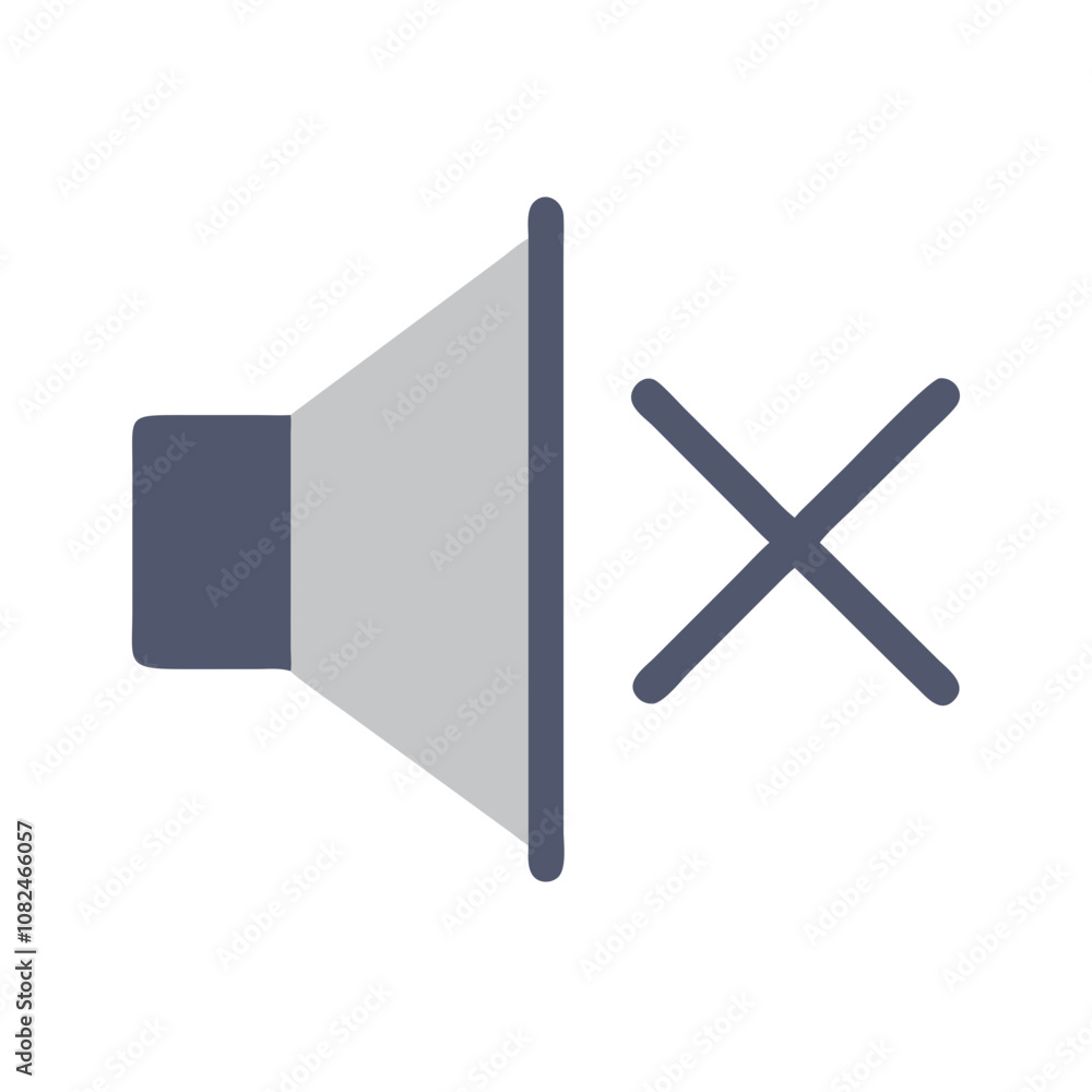A muted speaker icon representing a lack of sound during a digital presentation or meeting, illustrating a common technical issue experienced by users at home or in the office A muted speaker icon representing a lack of sound during a digital presentation or meeting, illustrating a common technical issue experienced by users at home or in the office