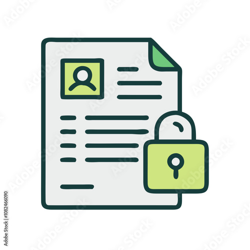 A document featuring a locked padlock icon, symbolizing data protection, privacy, and security measures taken to safeguard sensitive information and personal credentials