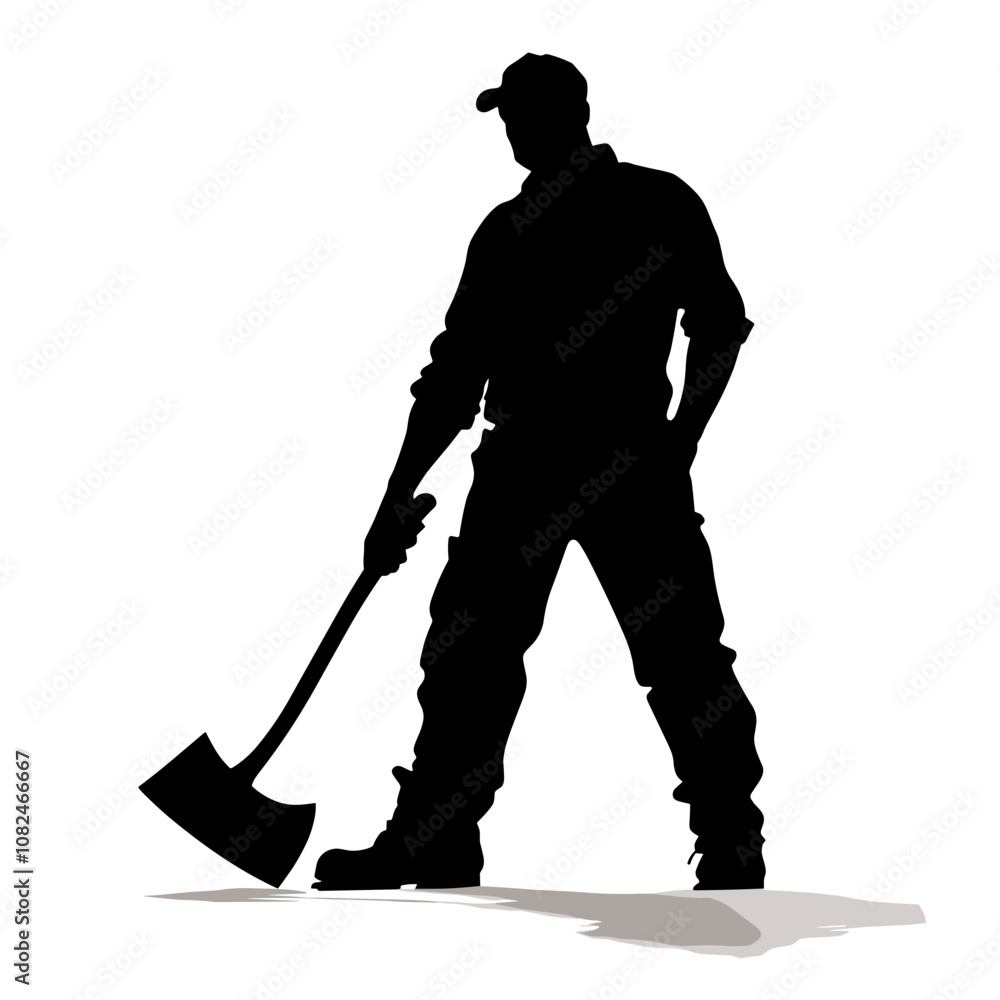 vector silhouette of a lumberjack on a white background .Generative AI vector silhouette of a lumberjack on a white background .Generative AI