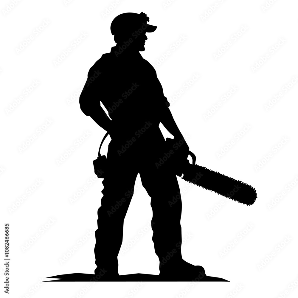 vector silhouette of a lumberjack on a white background .Generative AI vector silhouette of a lumberjack on a white background .Generative AI