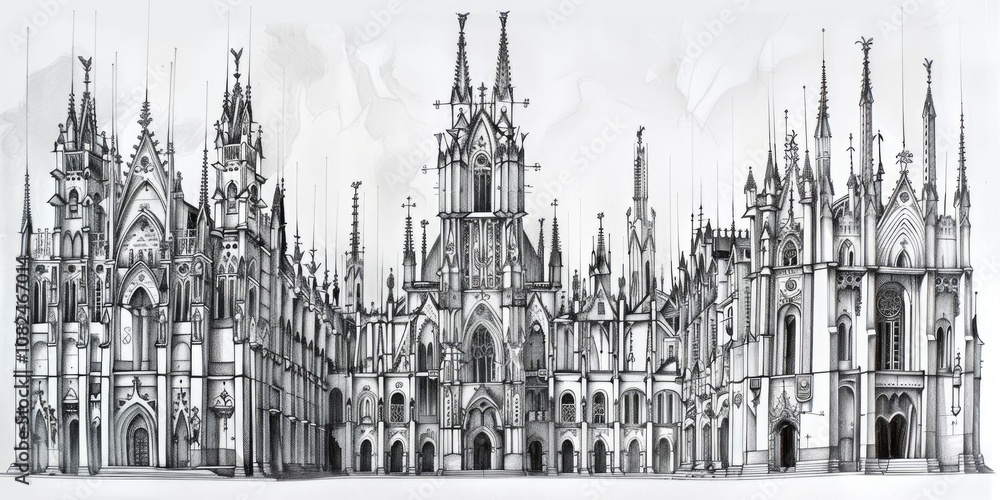 Fototapeta premium An architectural drawing of an elegant Art building