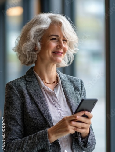 Businesswoman in Glittery Jacket Texting