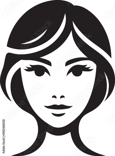 Woman face icon silhouette vector art illustration