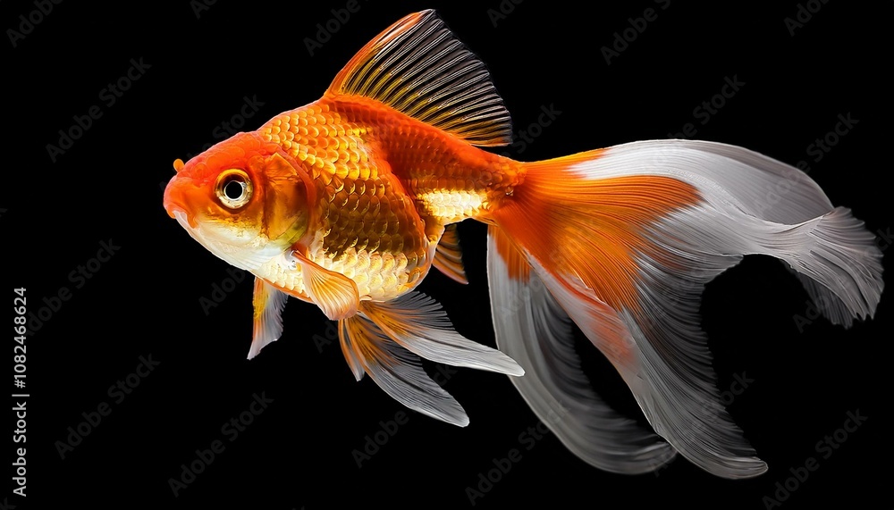 a vibrant goldfish with delicate fins and scales swimming gracefully on a transparent background generative ai a vibrant goldfish with delicate fins and scales swimming gracefully on a transparent background generative ai