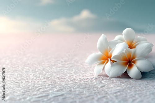 Detailed Close-Up of Traditional Thai Flowers with Soft Gradient Background and Gentle Lighting for Aesthetic and Natural Appeal