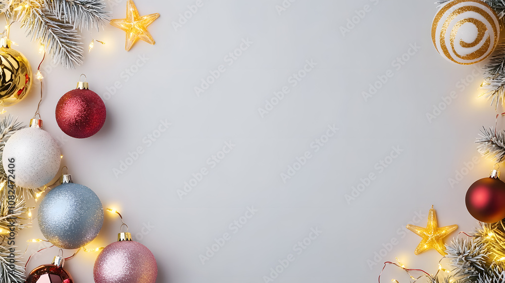 Charming Christmas or New Year and winter scene with festive decorations. Charming Christmas or New Year and winter scene with festive decorations.