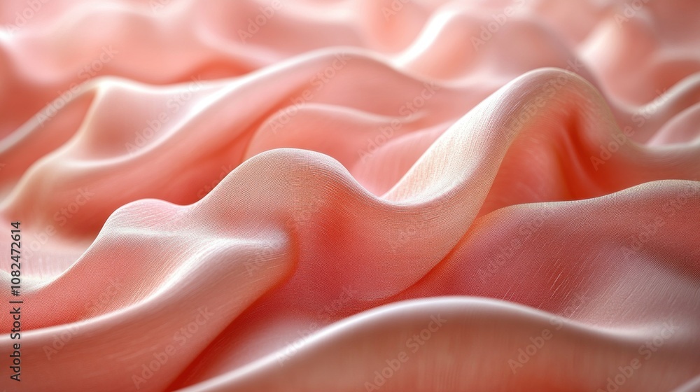Fototapeta premium Soft, flowing fabric in gentle waves of peachy tones.