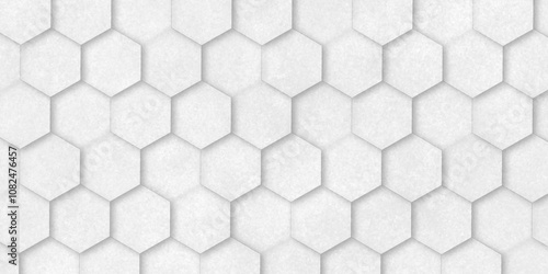 Abstract background hexagon pattern with grunge wall effect white, gray texture. futuristic geometry pattern honeycomb mosaic white texture design. hexagon minimalist mesh cell texture design.