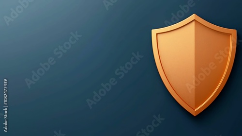 E-commerce Platform Security. A sleek, golden shield icon set against a dark blue background, symbolizing protection, security, and strength in design. photo