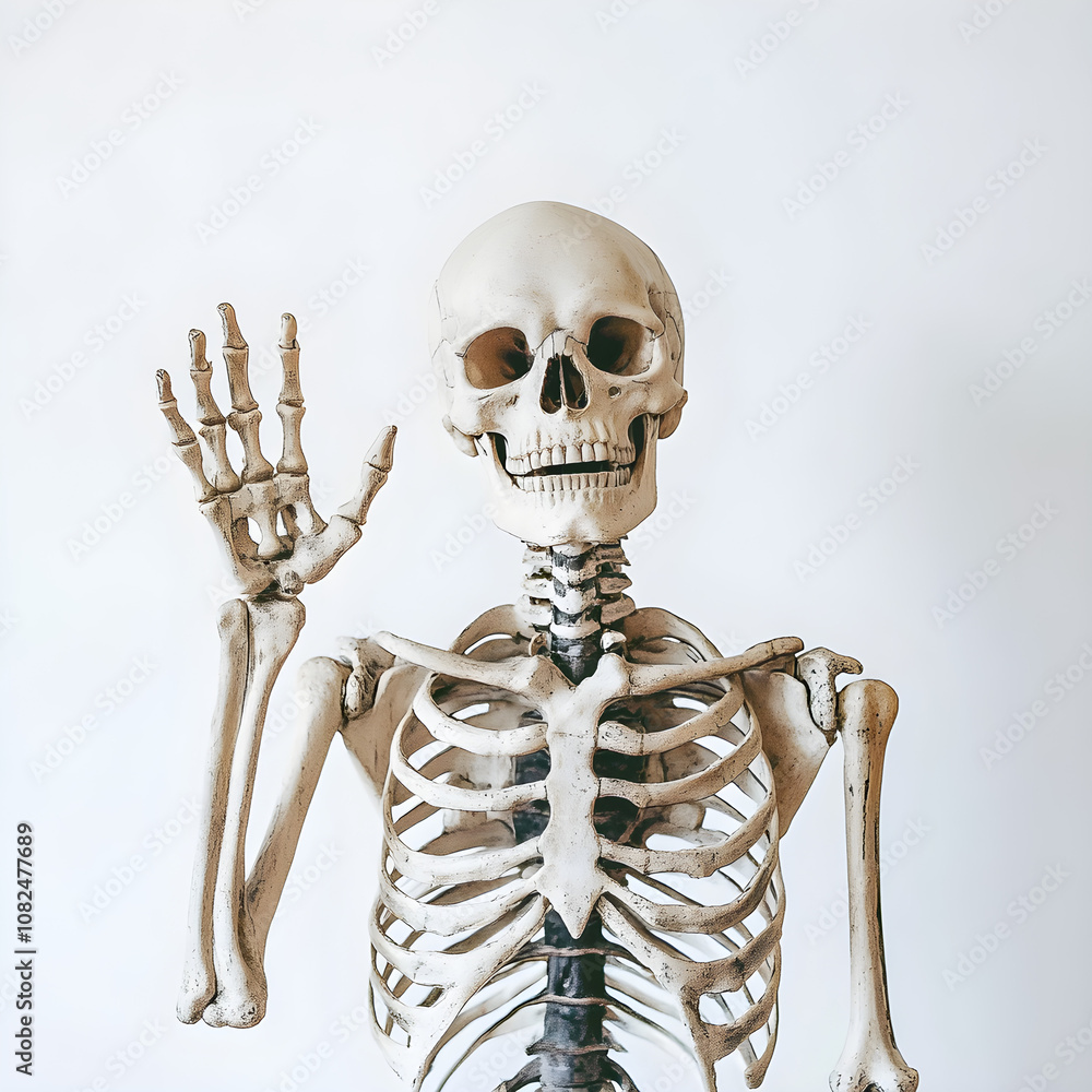 human skeleton waving his hand human skeleton waving his hand