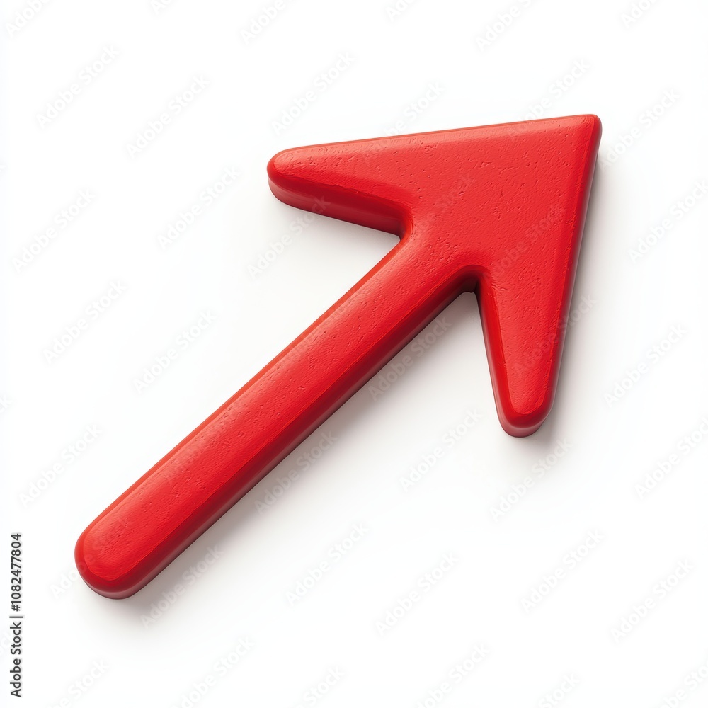 Bright Red Arrowpointing Upward Symbolizing Growth, Progress, and Direction on a Clean White Background for Visual Communication Bright Red Arrowpointing Upward Symbolizing Growth, Progress, and Direction on a Clean White Background for Visual Communication
