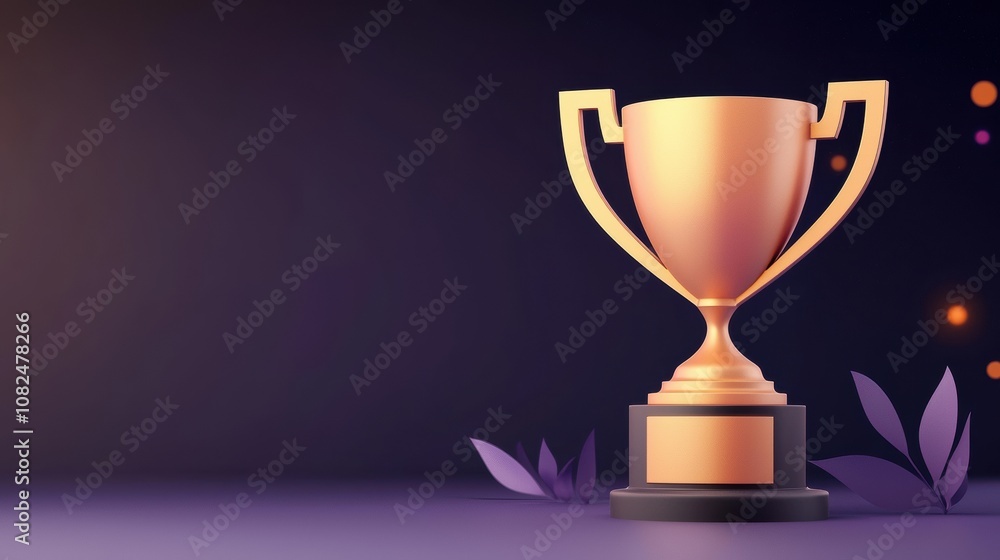 Golden Trophy Cup on Dark Background Elegant golden trophy cup displayed against a dark, gradient background, symbolizing achievement, success, and excellence in competition or awards Golden Trophy Cup on Dark Background Elegant golden trophy cup displayed against a dark, gradient background, symbolizing achievement, success, and excellence in competition or awards