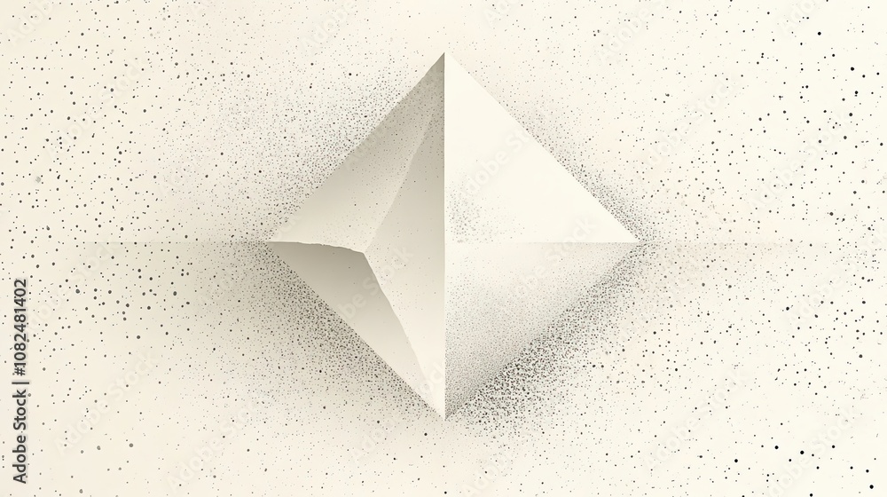 Fototapeta premium A White Geometric Shape Emerging from a Field of Black Dots