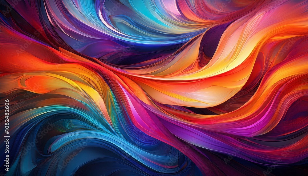 Obraz premium abstract composition with vibrant flowing color patterns in dynamic motion
