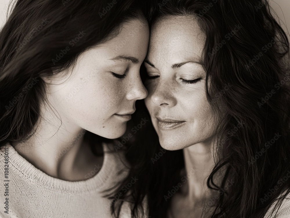 Emotional connection between generations intimate portrait home natural light close-up women empowerment and gender equality Emotional connection between generations intimate portrait home natural light close-up women empowerment and gender equality