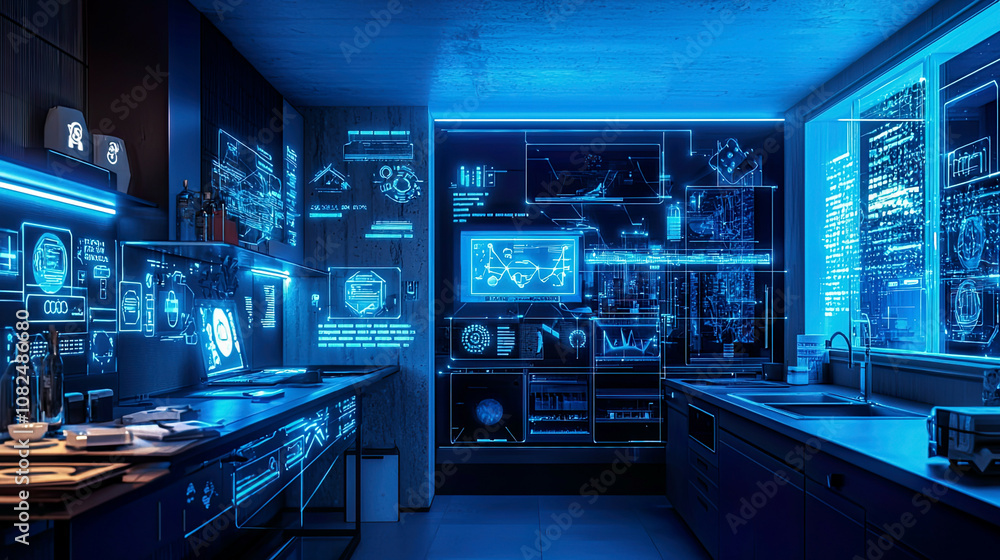 A high-tech lab where engineers are exploring the integration of ambient computing in smart homes