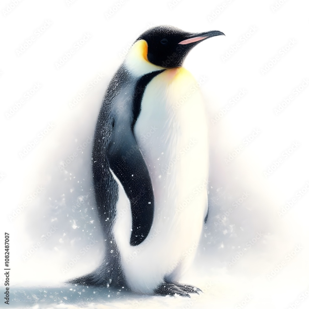 Fototapeta premium 황제펭귄, 파스텔화 (Emperor Penguin, pastel painting)