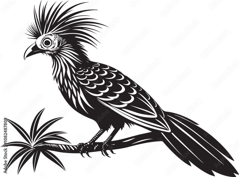 Obraz premium hoatzin vector bird illustration design transparent background