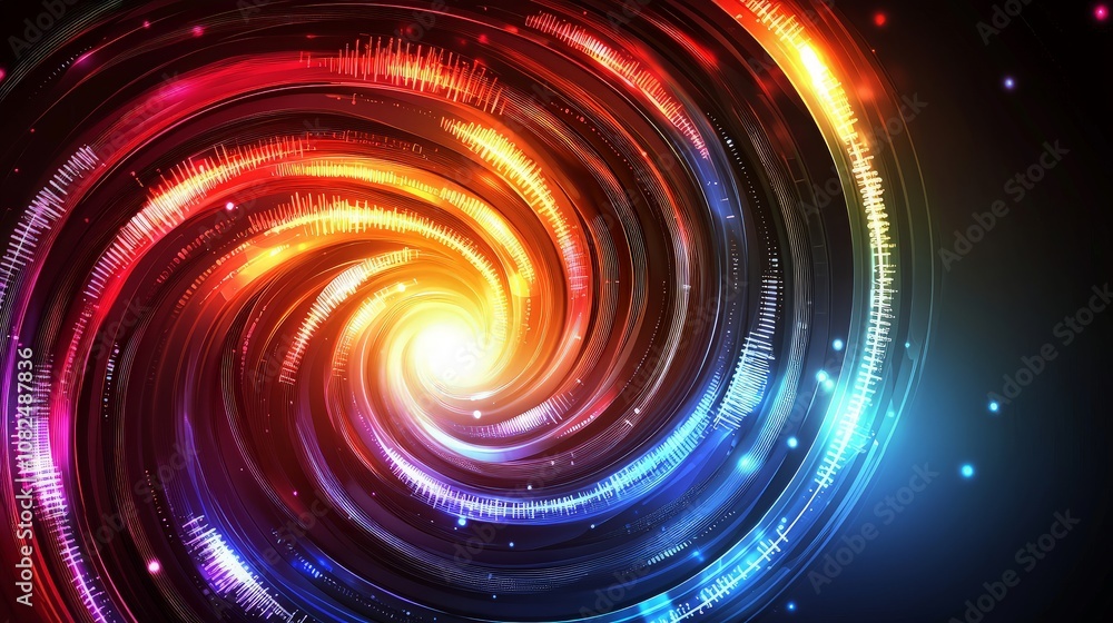 Abstract glowing spiral with red, orange, and blue colors. Abstract glowing spiral with red, orange, and blue colors.