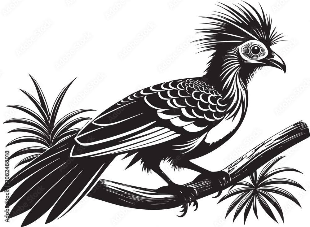 Fototapeta premium hoatzin vector bird illustration design transparent background