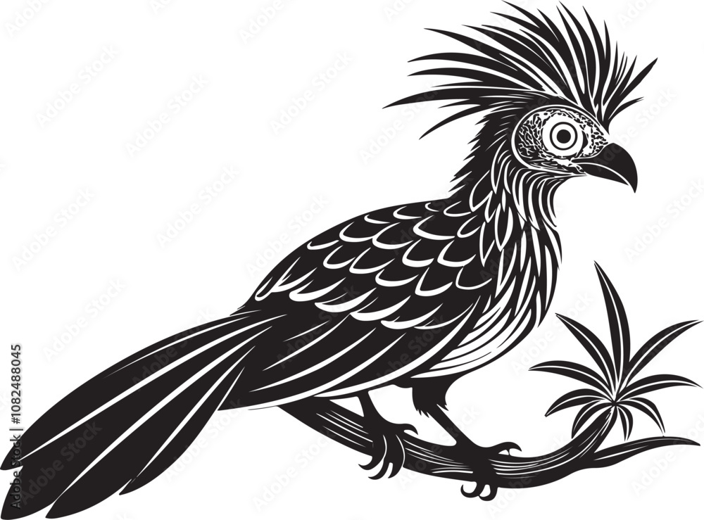 Obraz premium hoatzin vector bird illustration design transparent background