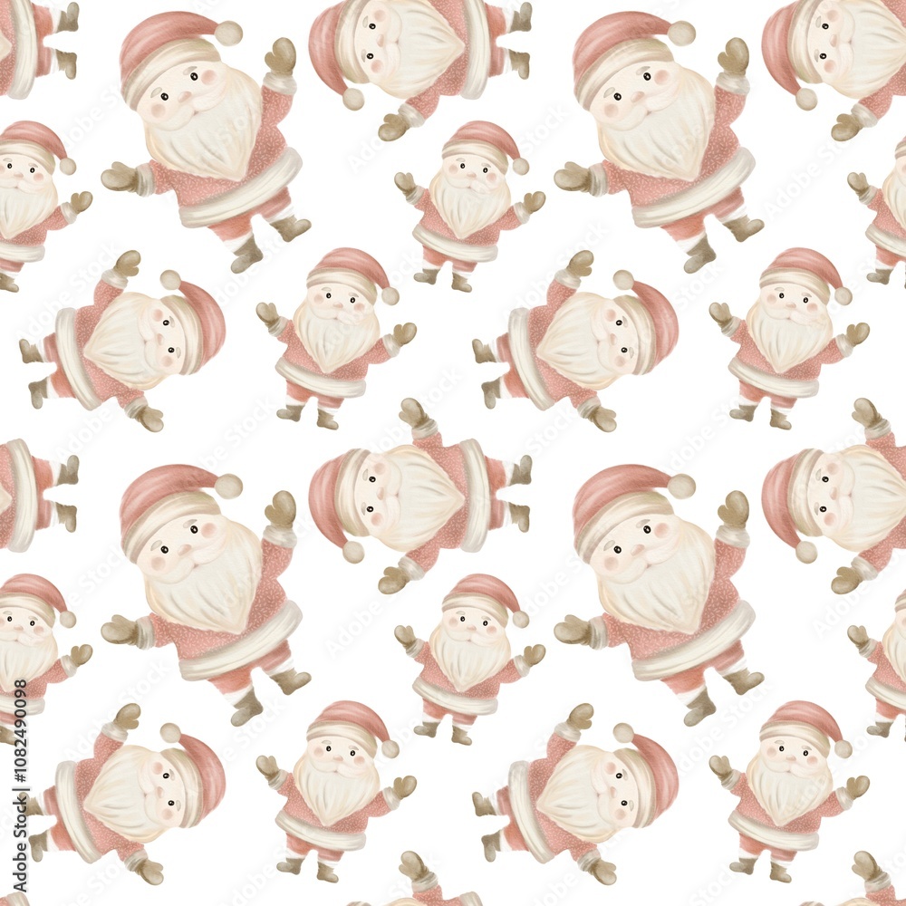 Decorative pattern featuring cheerful Santa Claus figures in a festive design Decorative pattern featuring cheerful Santa Claus figures in a festive design