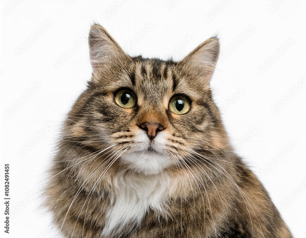 Obraz premium majestic crossbreed siberian cat against white background