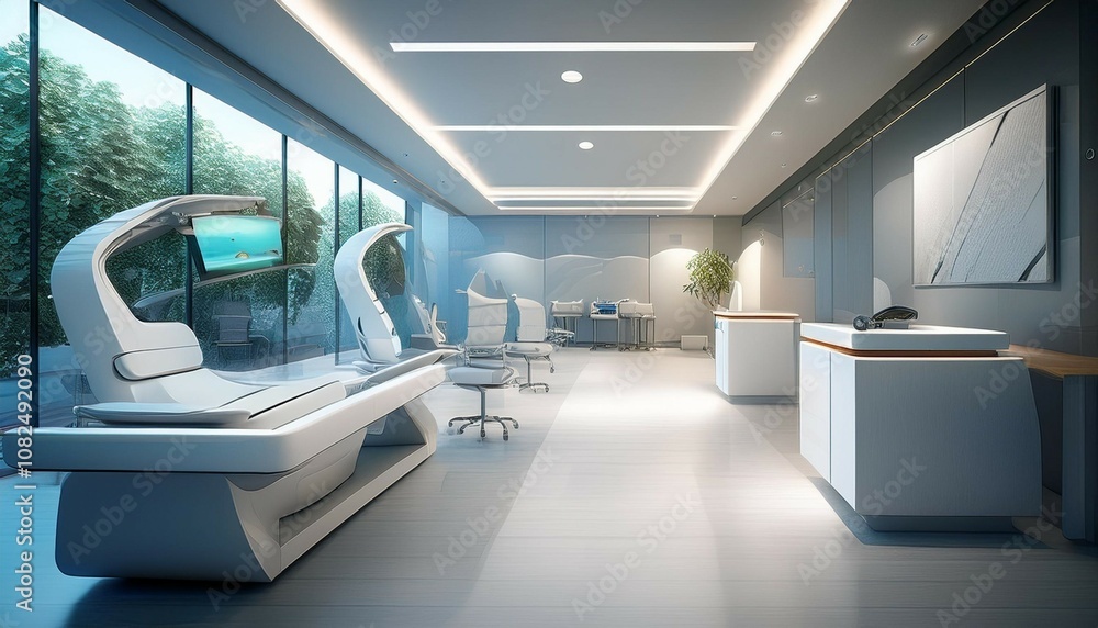 Fototapeta premium modern eye clinic interior a minimalist perspective generative ai