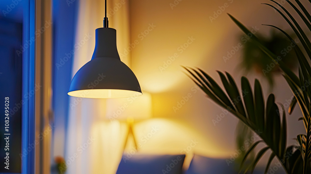 Obraz premium Close-up of ambient computing features in smart lighting that adjusts based on time of day