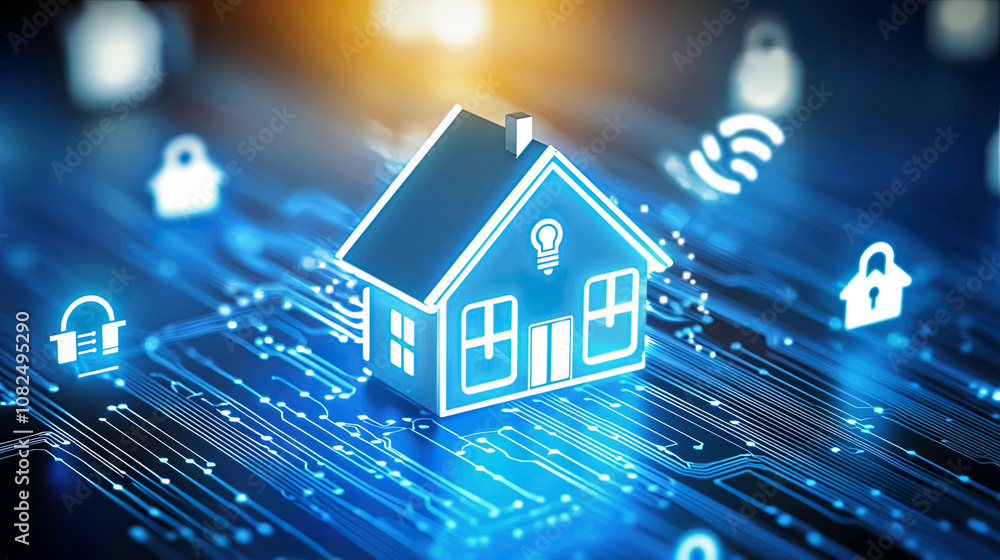 Close-up of ambient computing systems in smart homes enhancing energy management Close-up of ambient computing systems in smart homes enhancing energy management