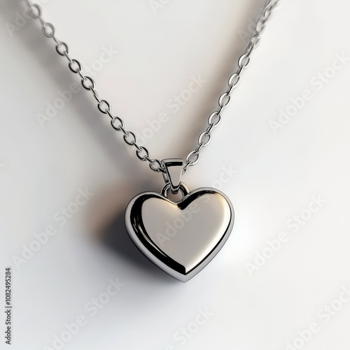 Elegant silver heart necklace on chain - minimalist jewelry design