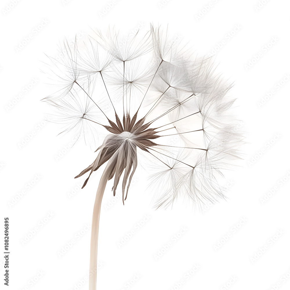 Fototapeta premium modern 2D doodle cartoon flower concept with open space for text, featuring whimsical floral and leafy elements on crisp white backgrounds.