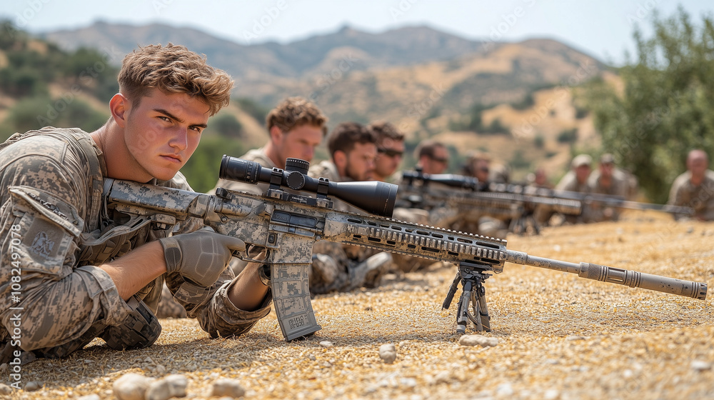 Fototapeta premium Military Sniper Team on Patrol 