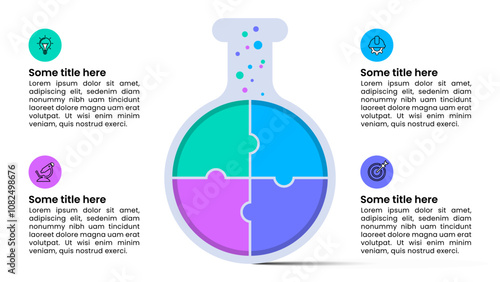 Infographic template. Chemical tube with 4 steps