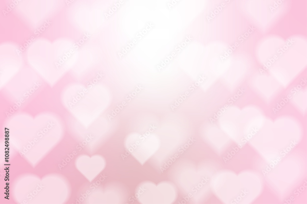 Happy Valentine's Day Background With Heart Bokeh Light. Abstract Pink Love Banner. Wedding Wallpaper. Vector Illustration Happy Valentine's Day Background With Heart Bokeh Light. Abstract Pink Love Banner. Wedding Wallpaper. Vector Illustration