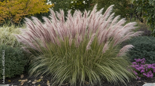 Pink Muhly Grass in a Garden