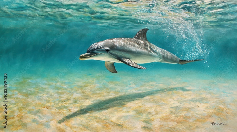 Fototapeta premium Dolphin Swimming Underwater