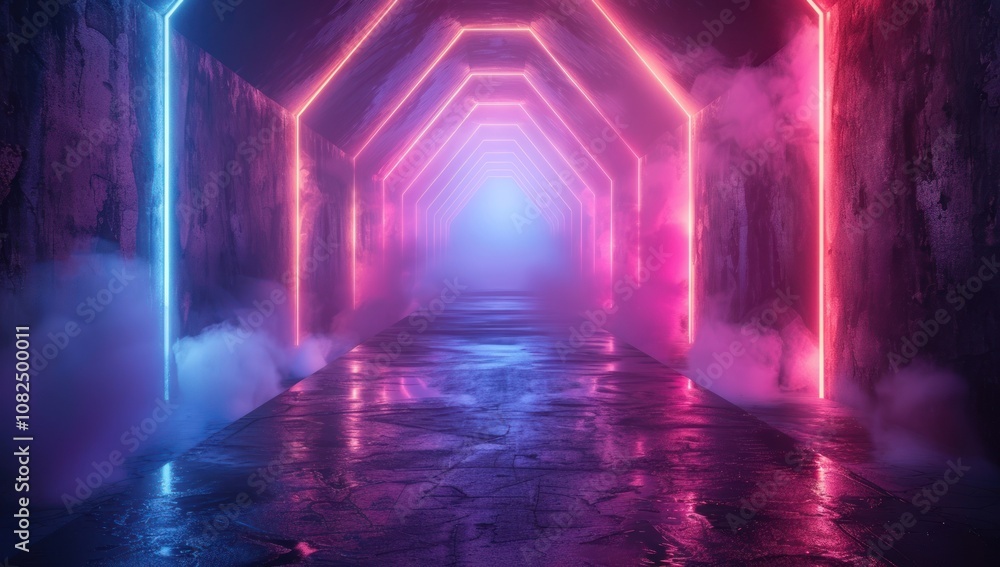 Fototapeta premium Neon Lights Tunnel