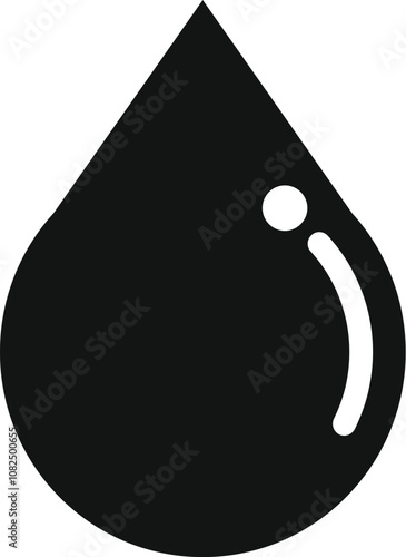 Simple black and white icon of a drop of liquid falling down, creating a splash