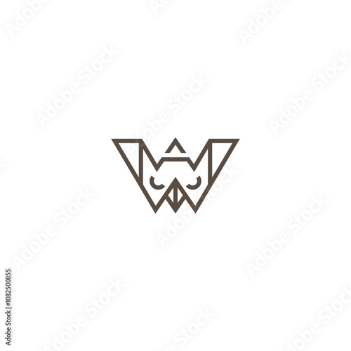 Owl w initial letter logo design.