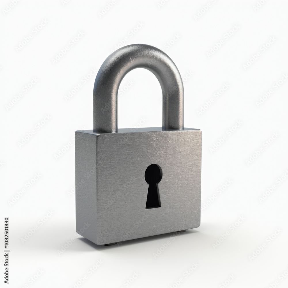 Metallic Lock Icon symbolizing Security and Privacy Metallic Lock Icon symbolizing Security and Privacy