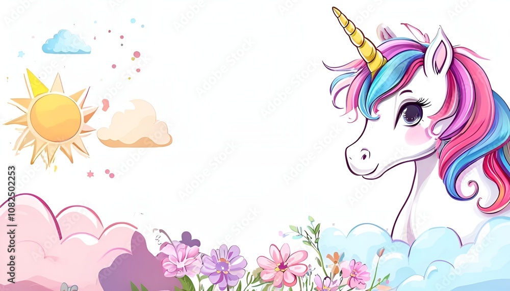 Unicorn isolated on a white background, blending magical and cosmic themes, perfect for journal writing, universe-inspired designs, and celestial artwork Unicorn isolated on a white background, blending magical and cosmic themes, perfect for journal writing, universe-inspired designs, and celestial artwork