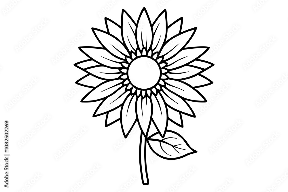 Sunflower Line Isolated Vector Illustration Art Sunflower Line Isolated Vector Illustration Art