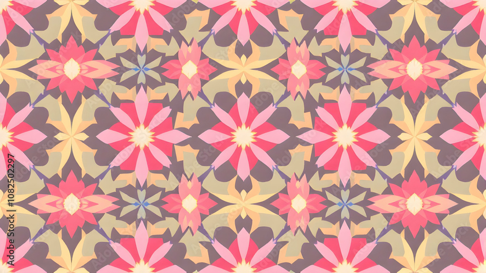 Geometric Flower Design with Kaleidoscopic Repetition Geometric Flower Design with Kaleidoscopic Repetition