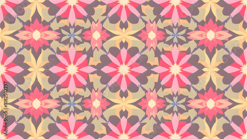 Geometric Flower Design with Kaleidoscopic Repetition