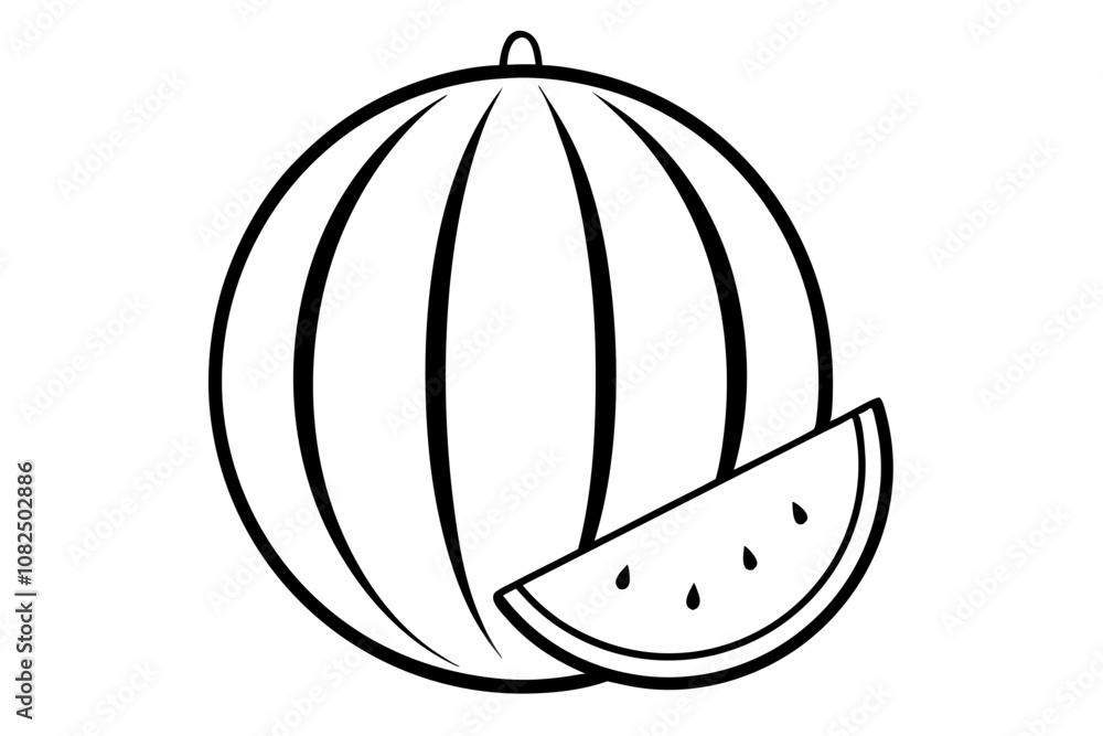 Watermelon Icon and Clipart Silhouette on White Background Watermelon Icon and Clipart Silhouette on White Background