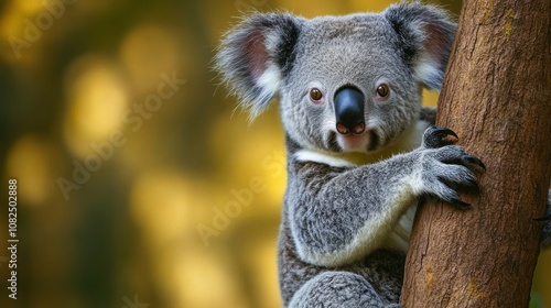 Adorable Koala Clinging to a Tree